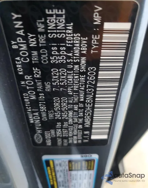 2022 Hyundai Palisade Limited from USA, damaged, VIN KM8R5DHE8NU372603